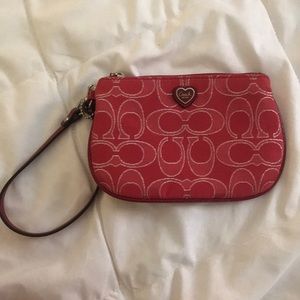 Coach red wristlet